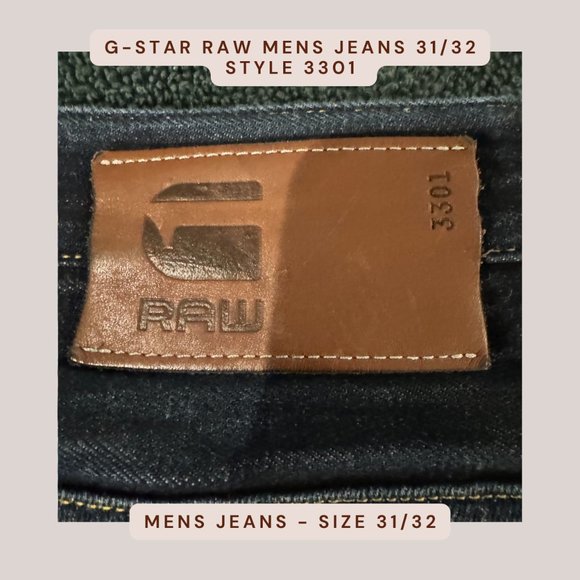 G-Star Raw Slim Men's Jean - Dark Wash - Size 31 Waist / 32 Length - Picture 4 of 5